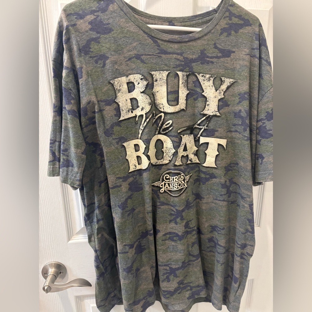 Chris Janson Camouflage Graphic T-Shirt- Buy me a boat‎